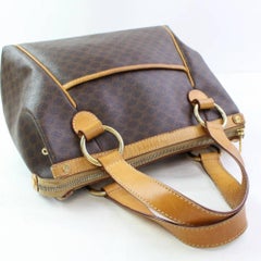 Céline Macadam Monogram Tote 867027 Brown Coated Canvas Satchel