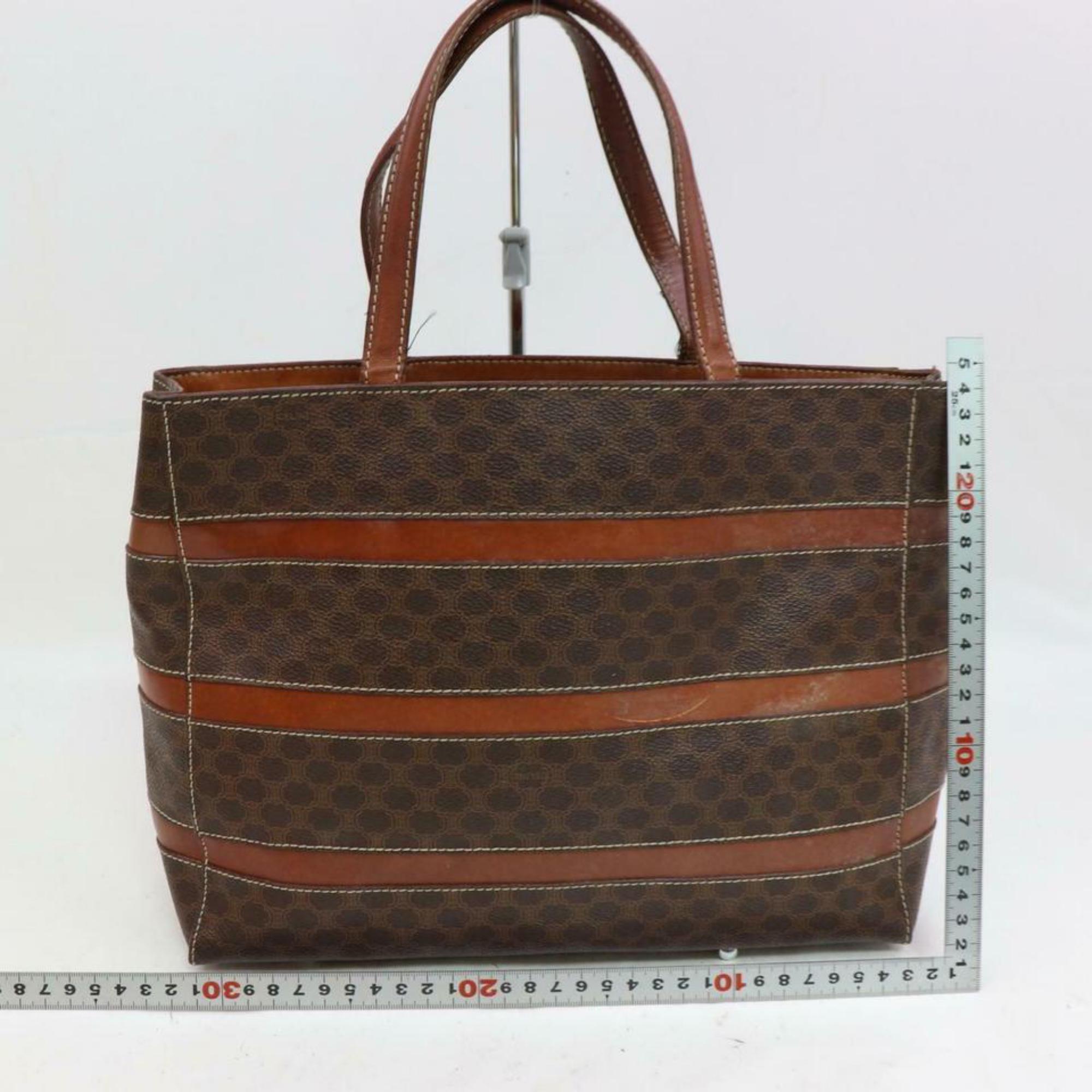 Women's Céline Macadam Monogram Zip 870610 Brown Coated Canvas Tote For Sale