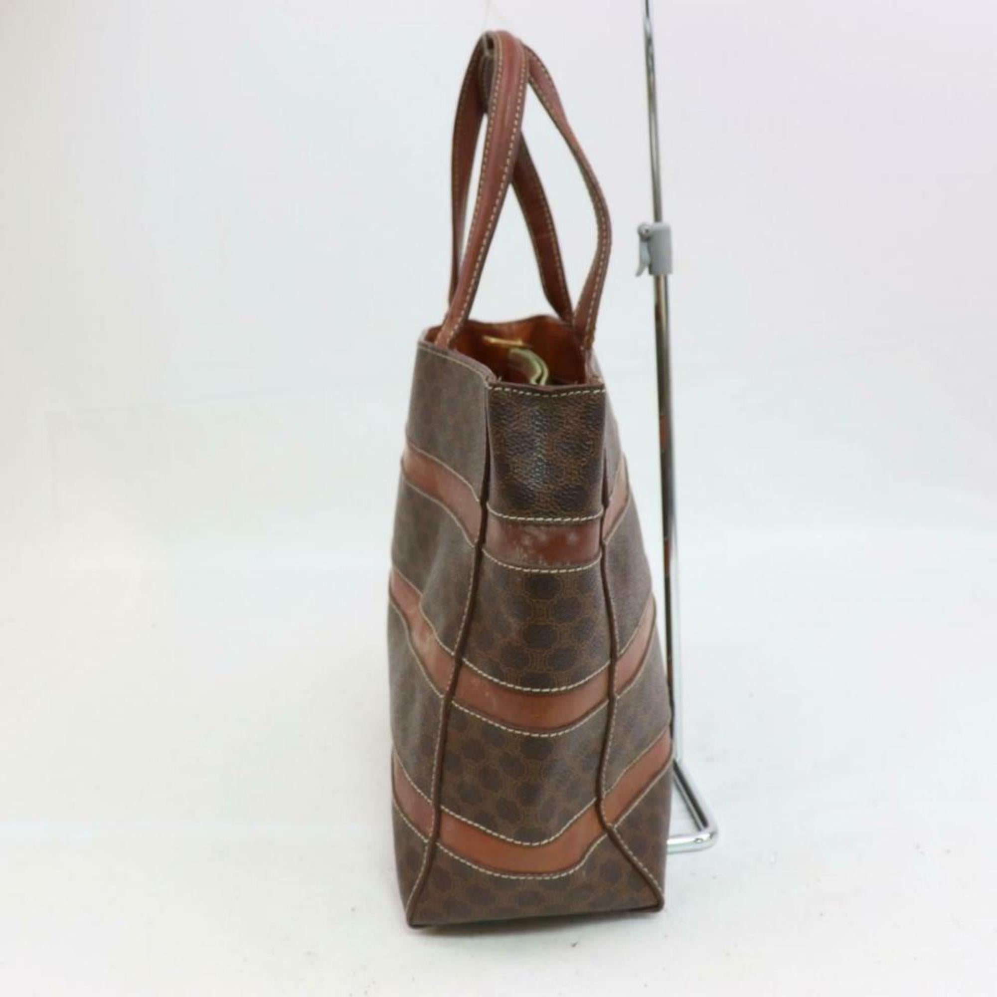 Céline Macadam Monogram Zip 870610 Brown Coated Canvas Tote For Sale 1