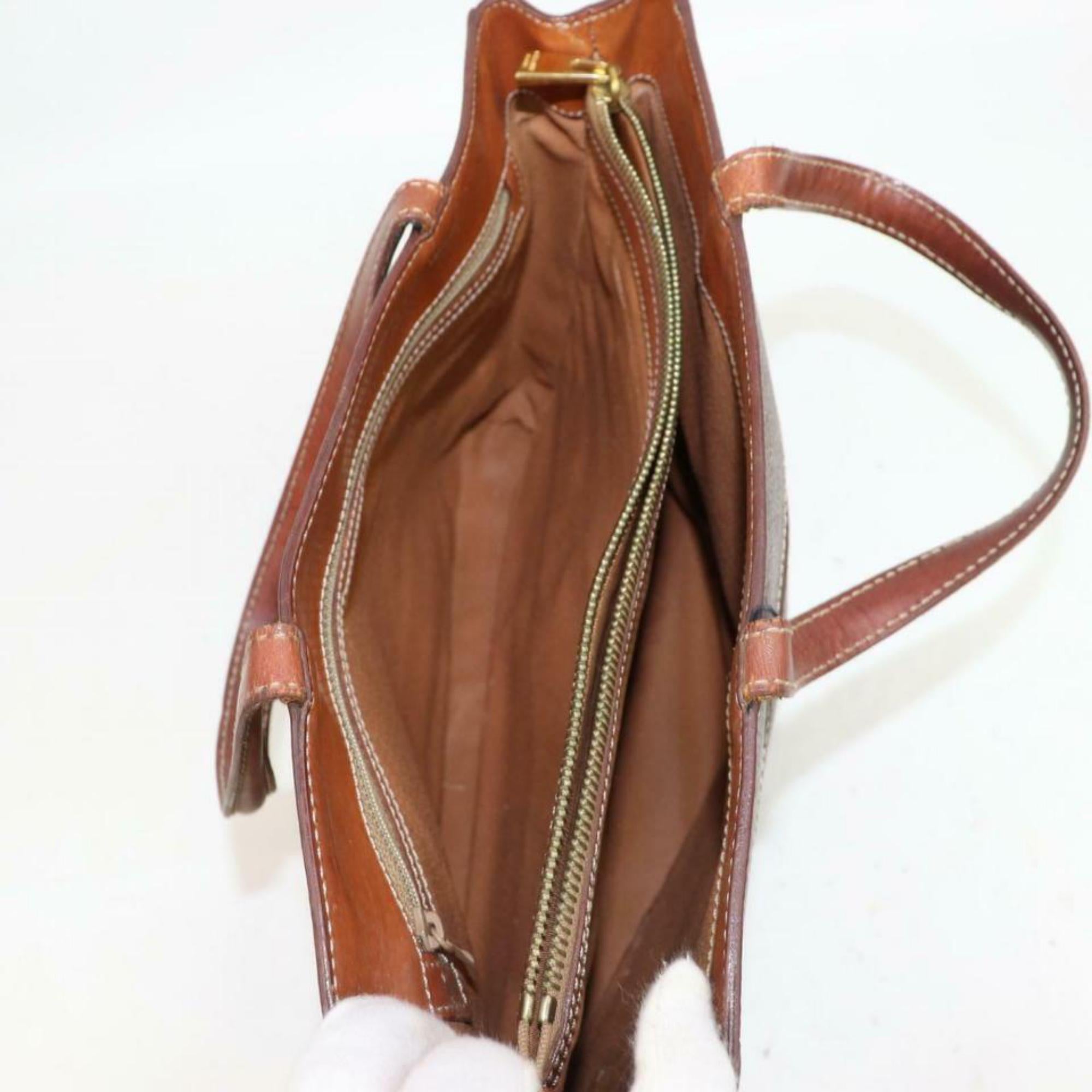 Céline Macadam Monogram Zip 870610 Brown Coated Canvas Tote For Sale 2