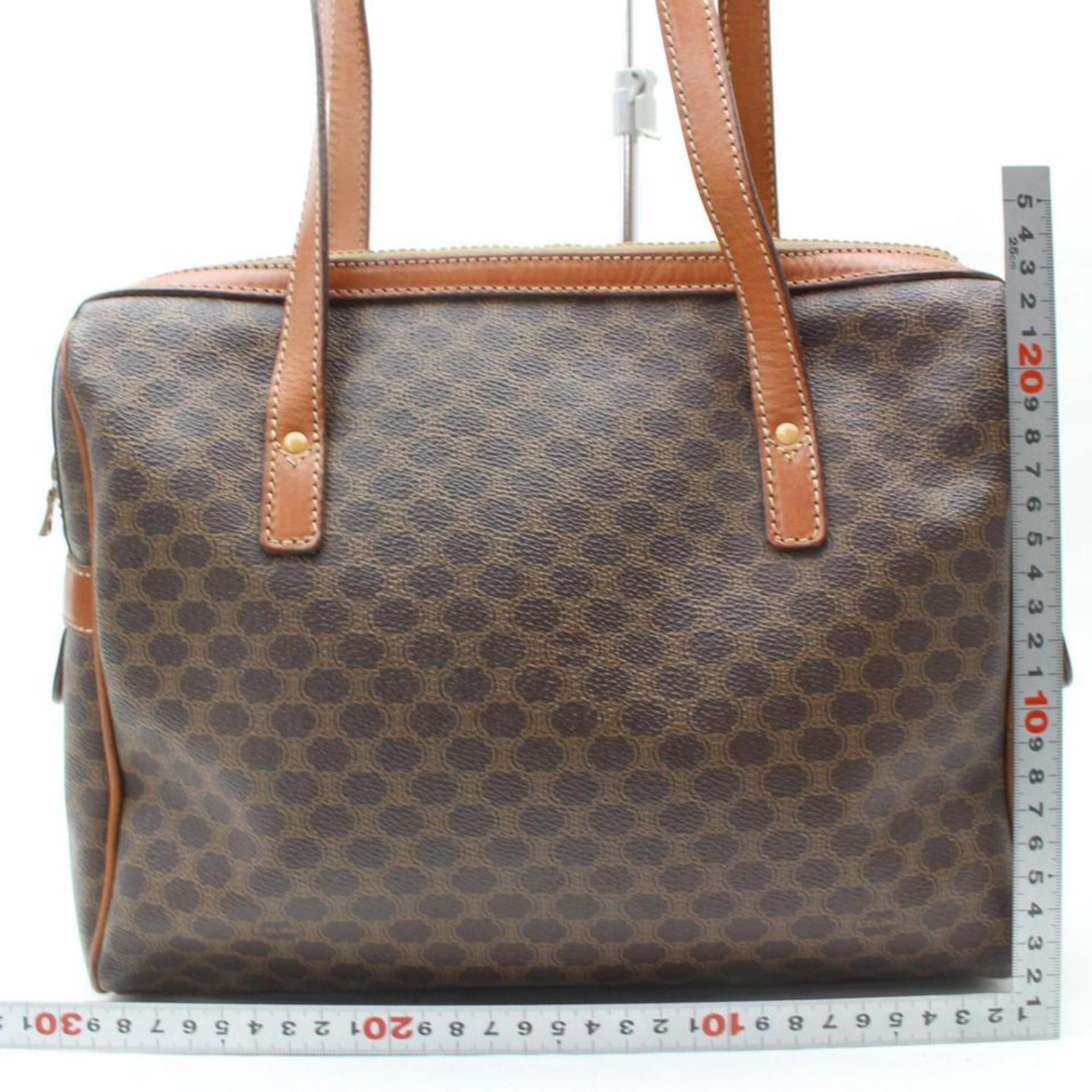 Céline Macadam Monogram Zip Shopper 869462 Brown Coated Canvas Shoulder Bag For Sale 1