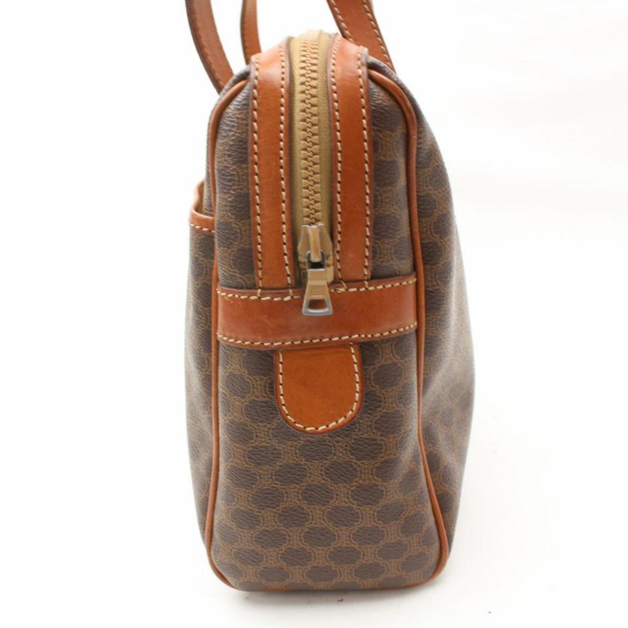 Céline Macadam Monogram Zip Shopper 869462 Brown Coated Canvas Shoulder Bag For Sale 2