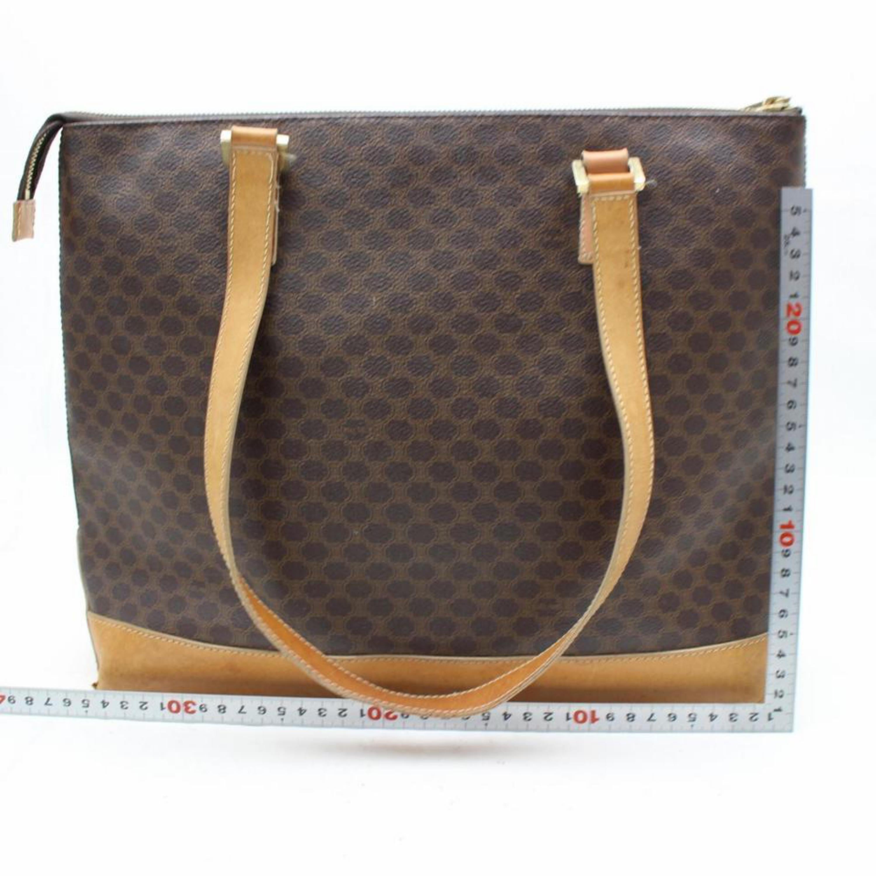 Women's Céline Macadam Monogram Zip Tote 866821 Brown Coated Canvas Shoulder Bag For Sale