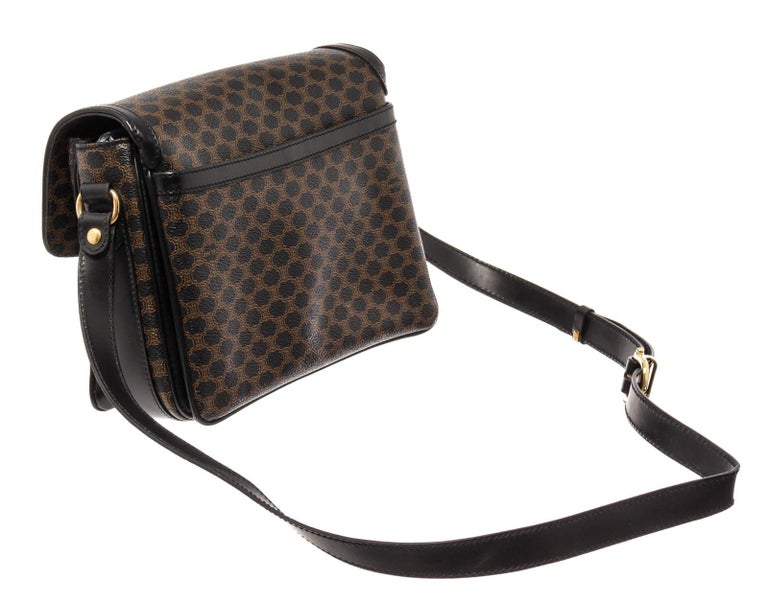 Celine Macadam Pattern Pochette Black Leather Shoulder Bag