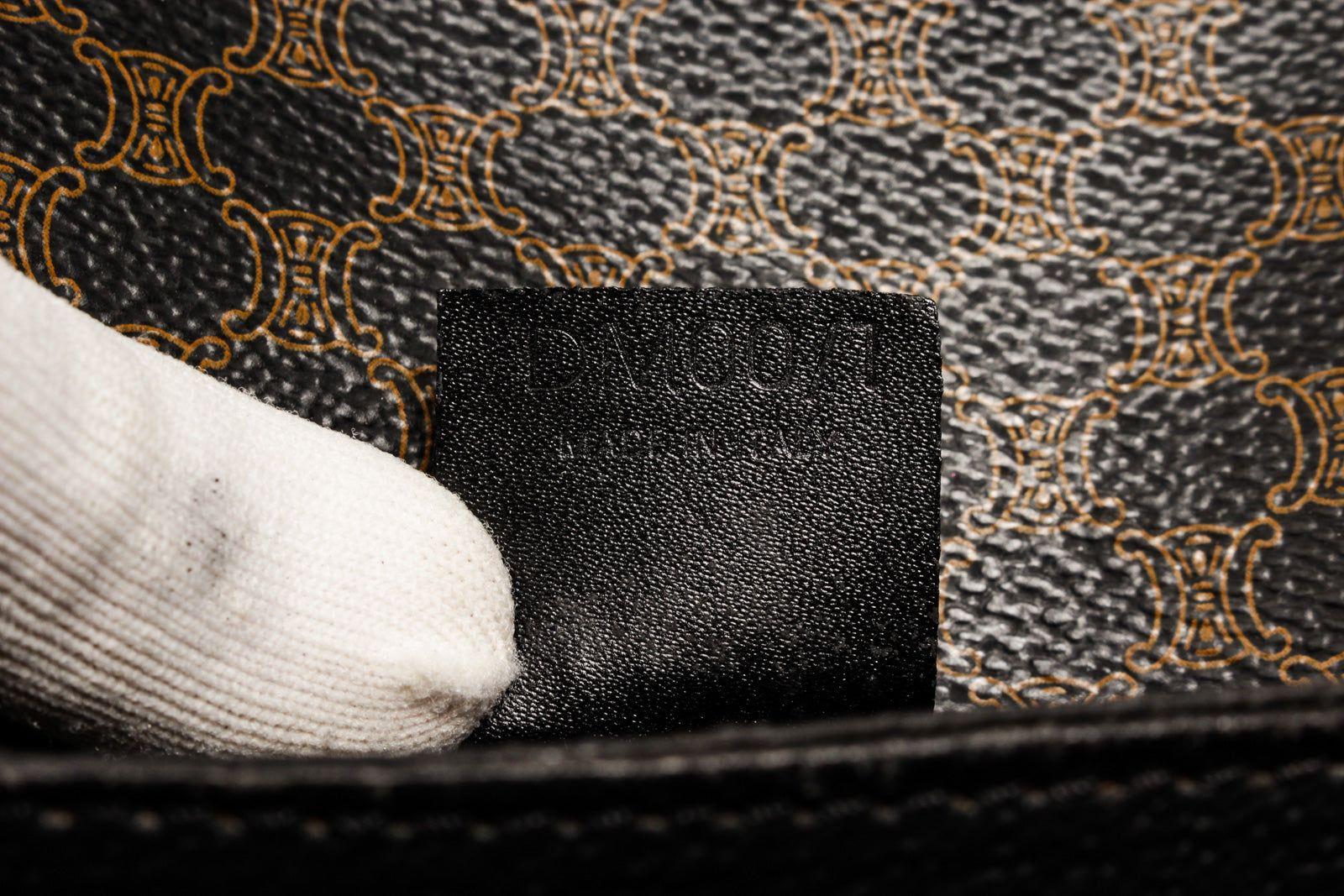 Celine Macadam Pattern Pochette Black Leather Shoulder Bag In Good Condition In Irvine, CA