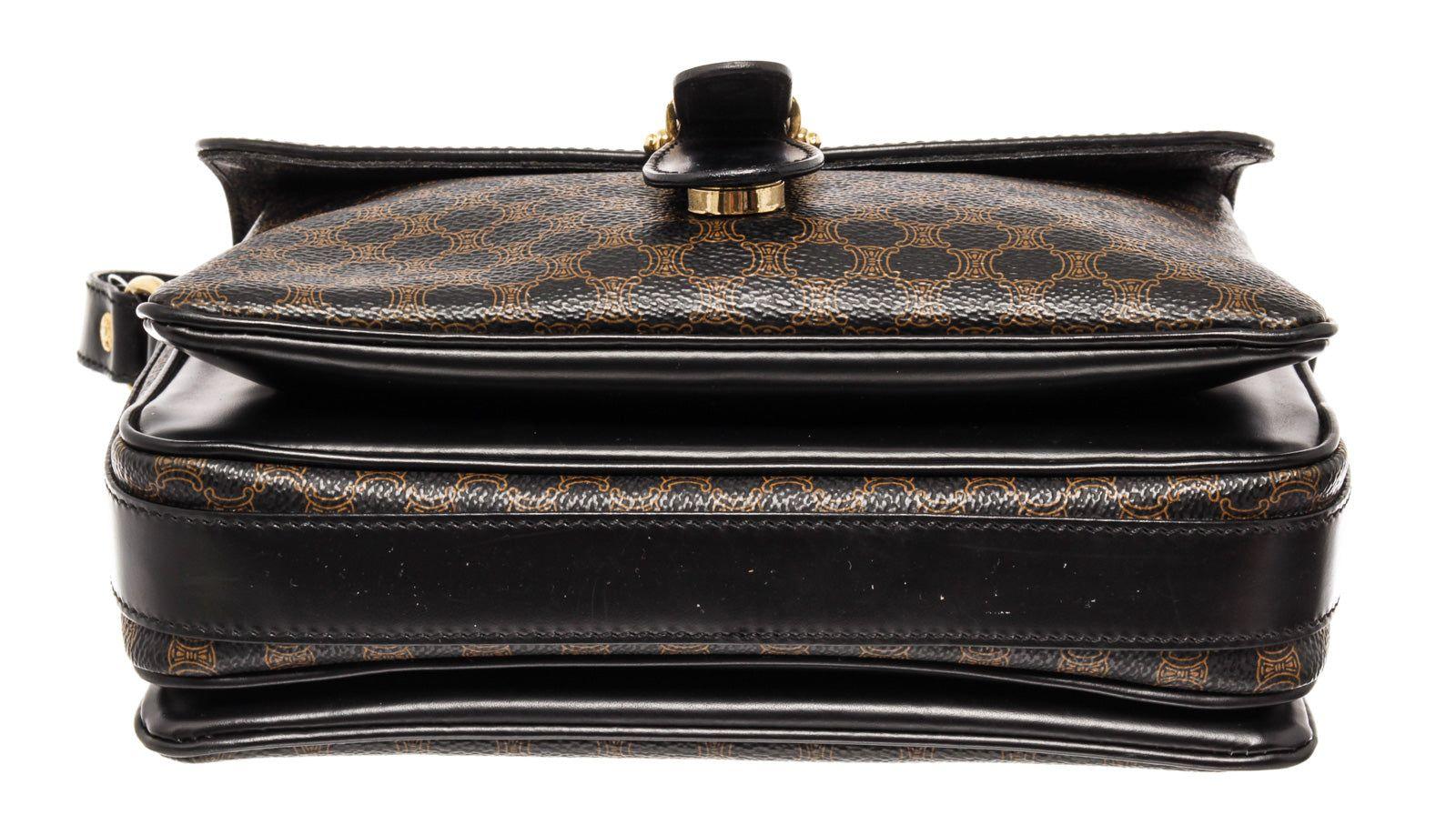 Celine Macadam Pattern Pochette Black Leather Shoulder Bag 1