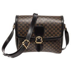 Celine Macadam Pattern Pochette Black Leather Shoulder Bag