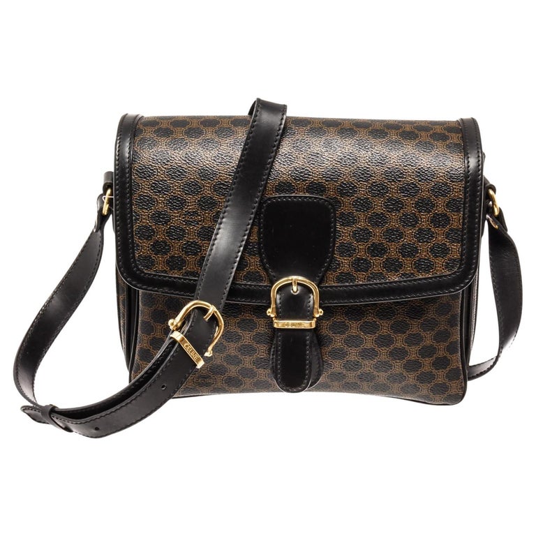 Celine Macadam Pattern Pochette Black Leather Shoulder Bag