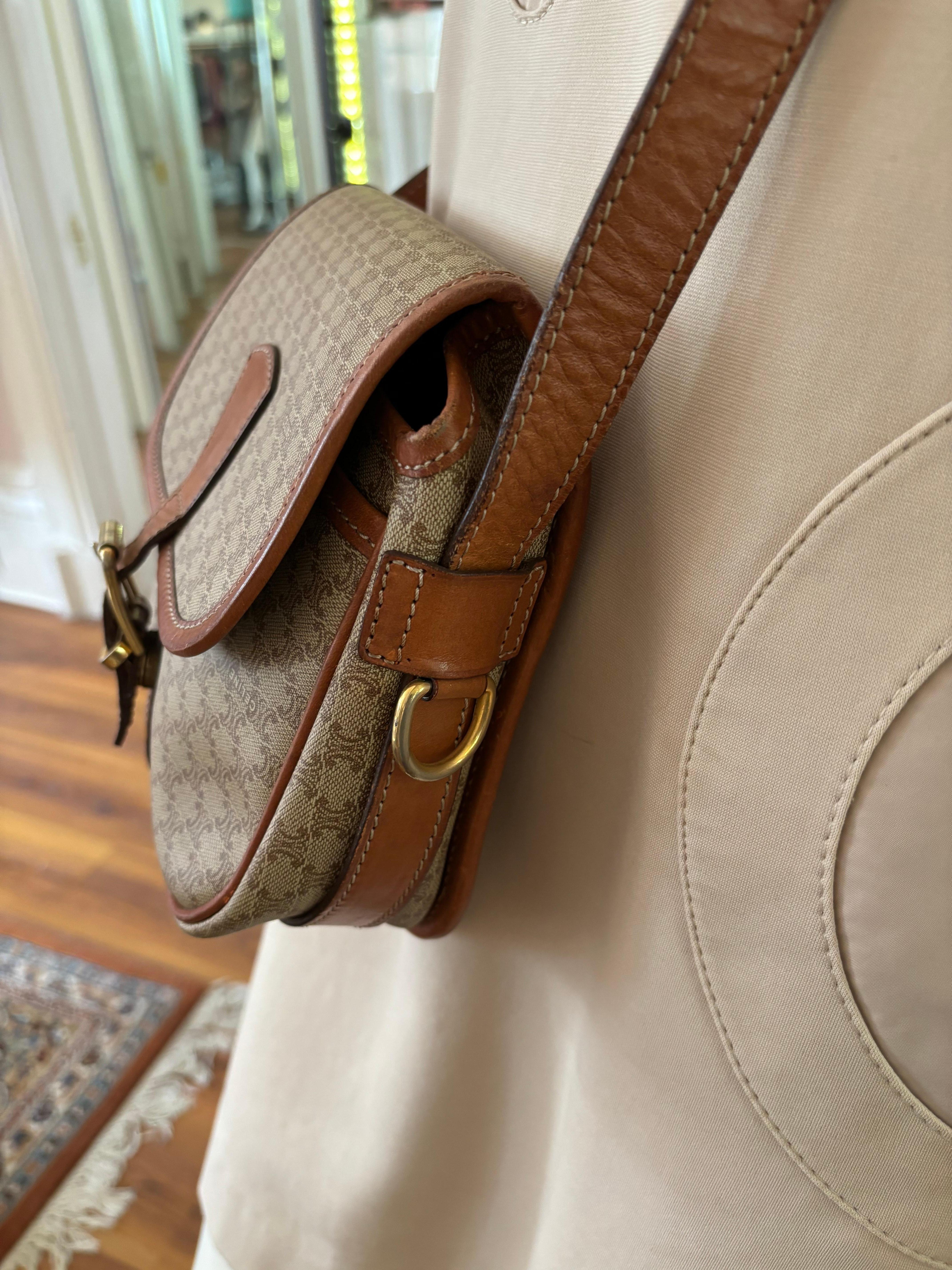 Brown Celine Macadam Triomphe Crossbody