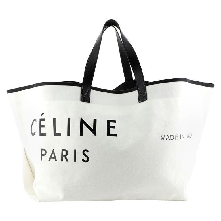 Celine Made In Tote Canvas with Leather Large at 1stDibs | celine paris tote  bag, celine canvas tote bag, celine white tote bag