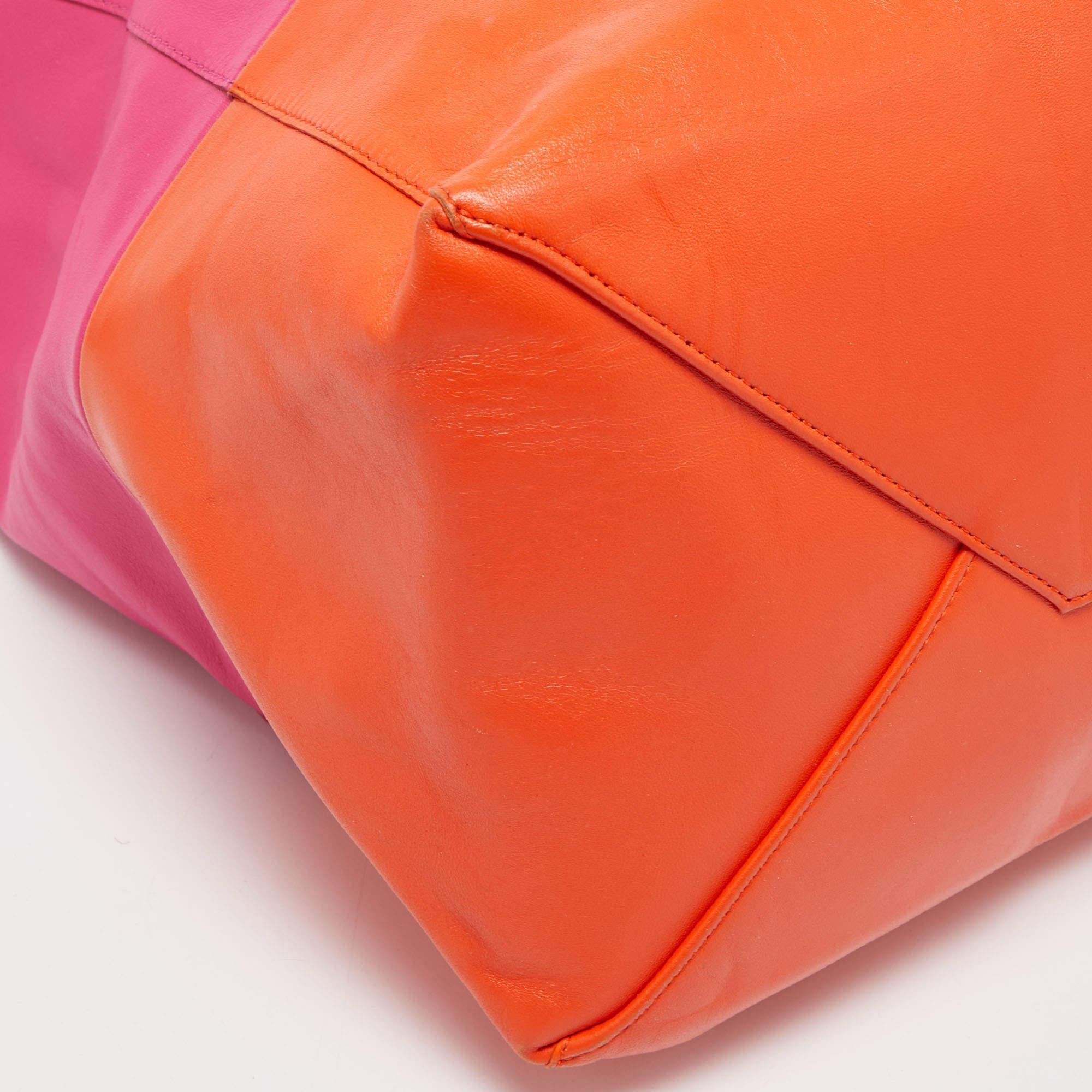 Celine Magenta/Orange Leather Horizontal Cabas Tote 6