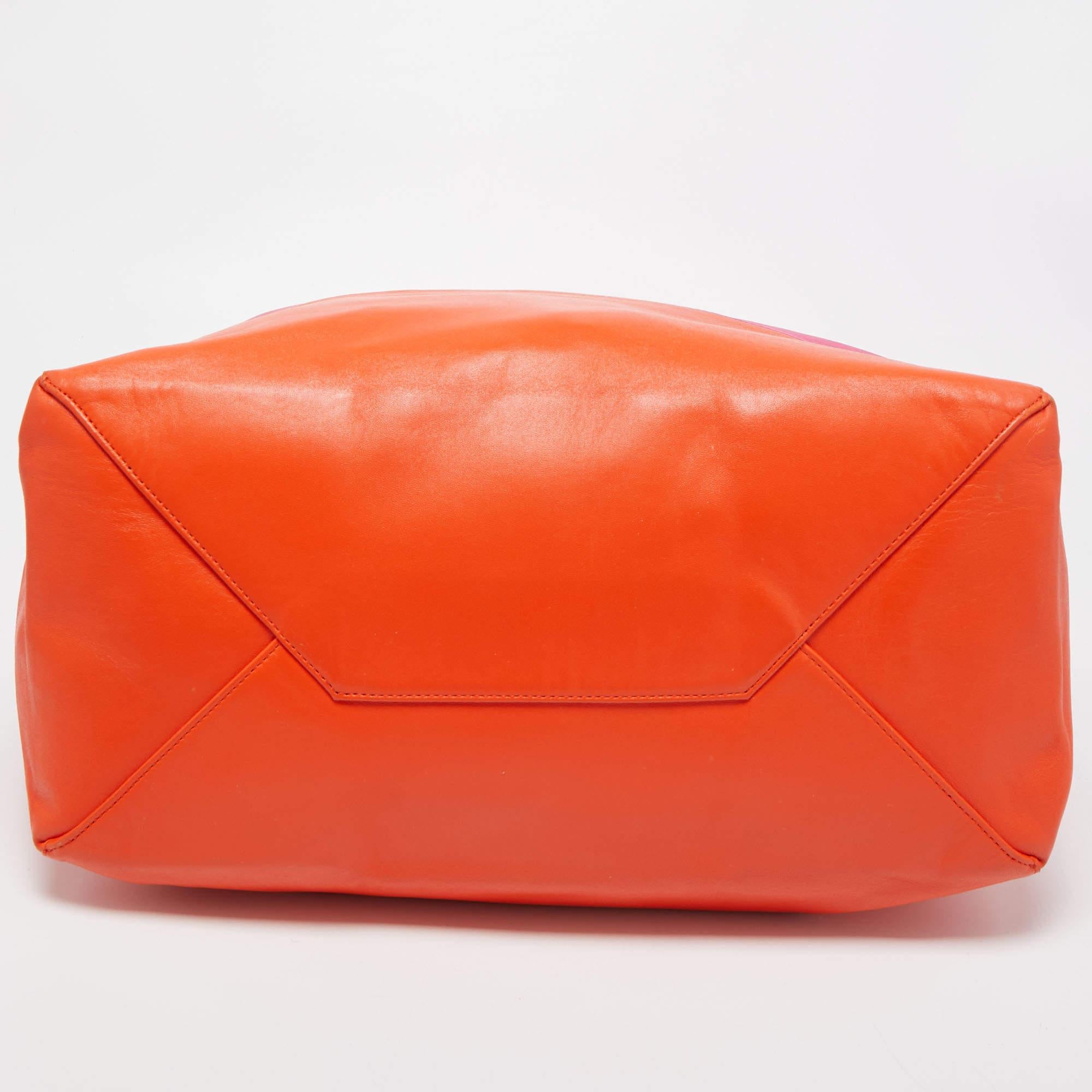 Celine Magenta/Orange Leather Horizontal Cabas Tote 1