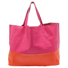 Celine Magenta/Orange Leather Horizontal Cabas Tote