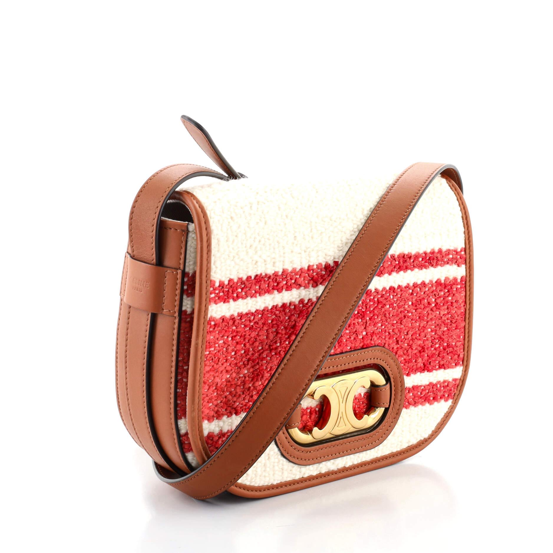 Celine Maillon Triomphe Bag Striped Tweed and Leather Medium at 1stDibs