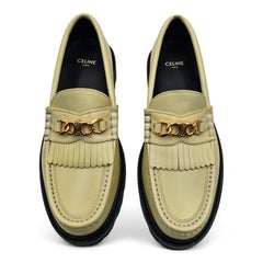 Celine Margaret Triomphe Loafers Polished Bull Leather in Yellow