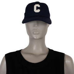 CELINE Marine blue cotton INITIAL BASEBALL CAP Hat 56