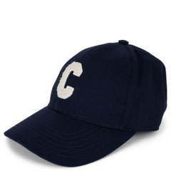 CELINE Marine blue cotton INITIAL BASEBALL CAP Hat 56