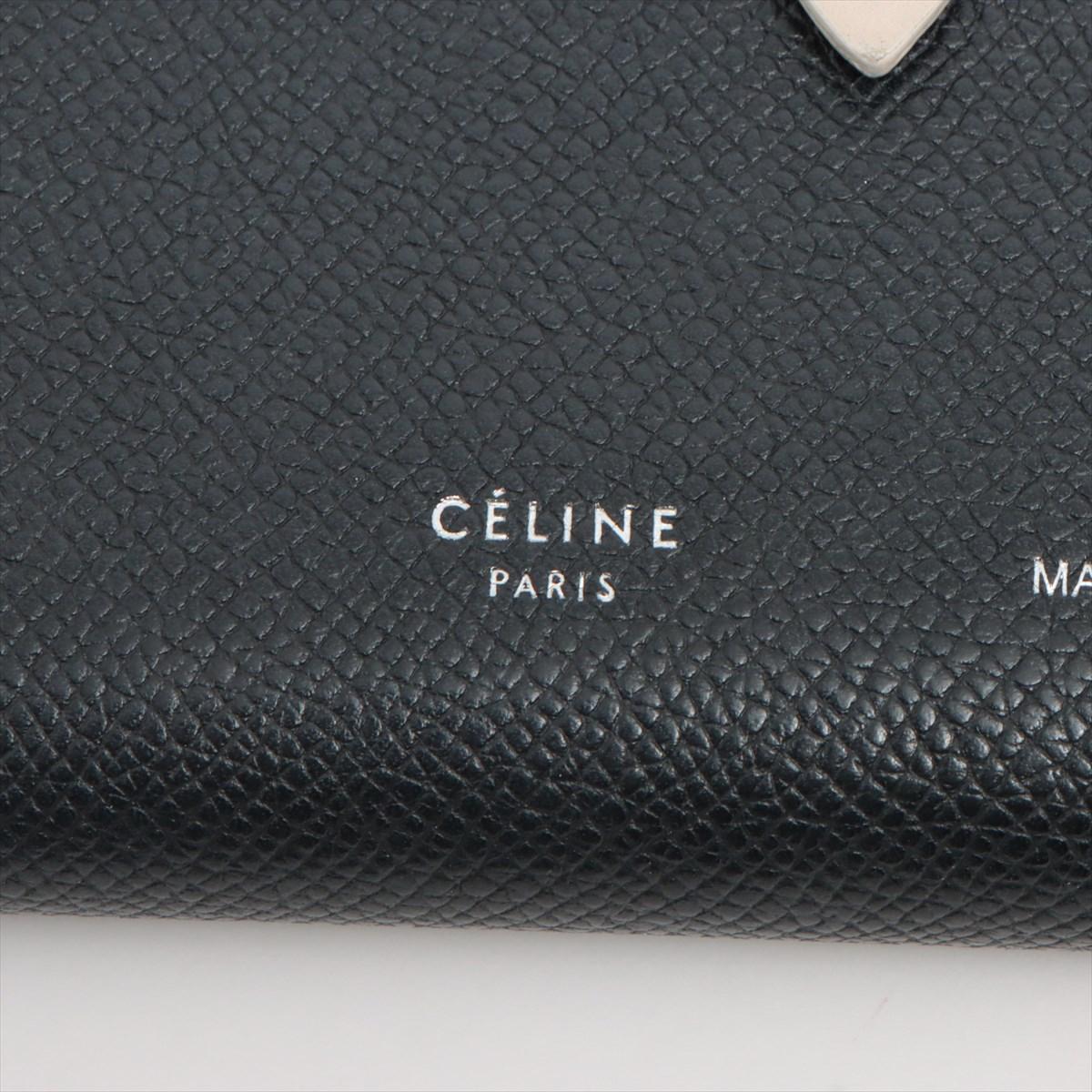 Celine Medium Bifold  Leather Compact Wallet Black x Cream 4