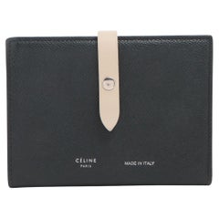 Celine Medium Bifold  Leather Compact Wallet Black x Cream