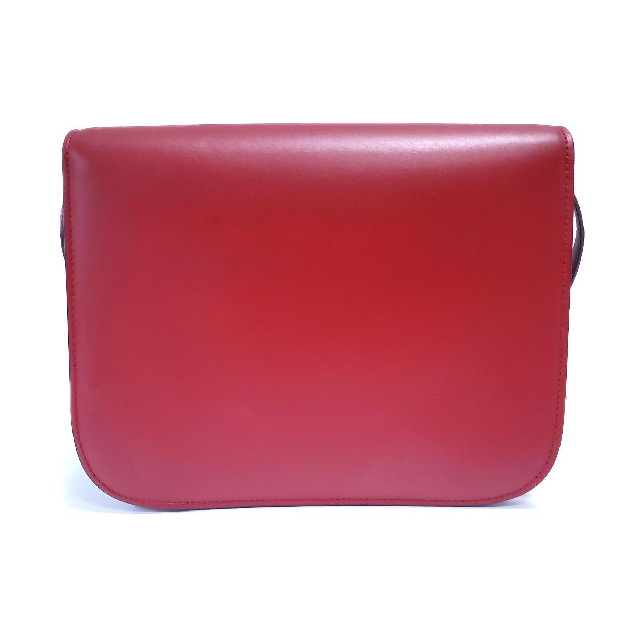 celine red leather grab bag