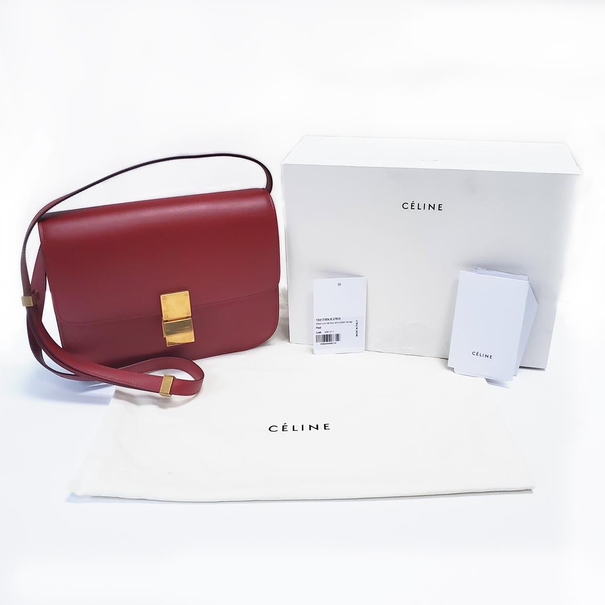 Celine Medium Classic Red Leather Shoulder Bag 3