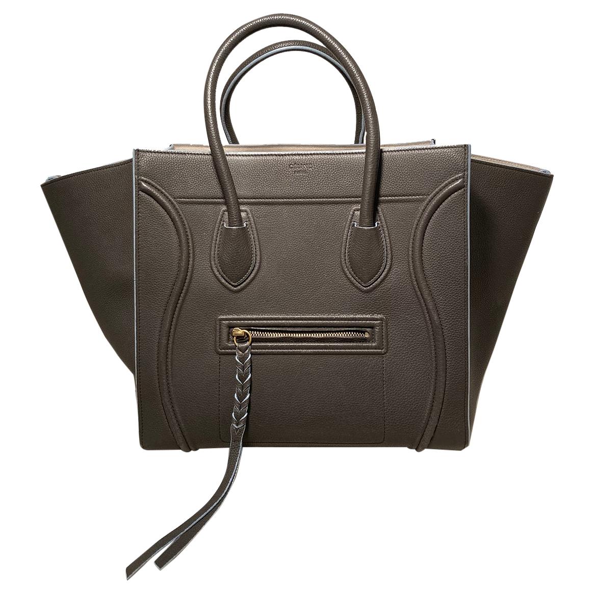 Celine Medium Grey Leather Phantom Luggage Tote For Sale