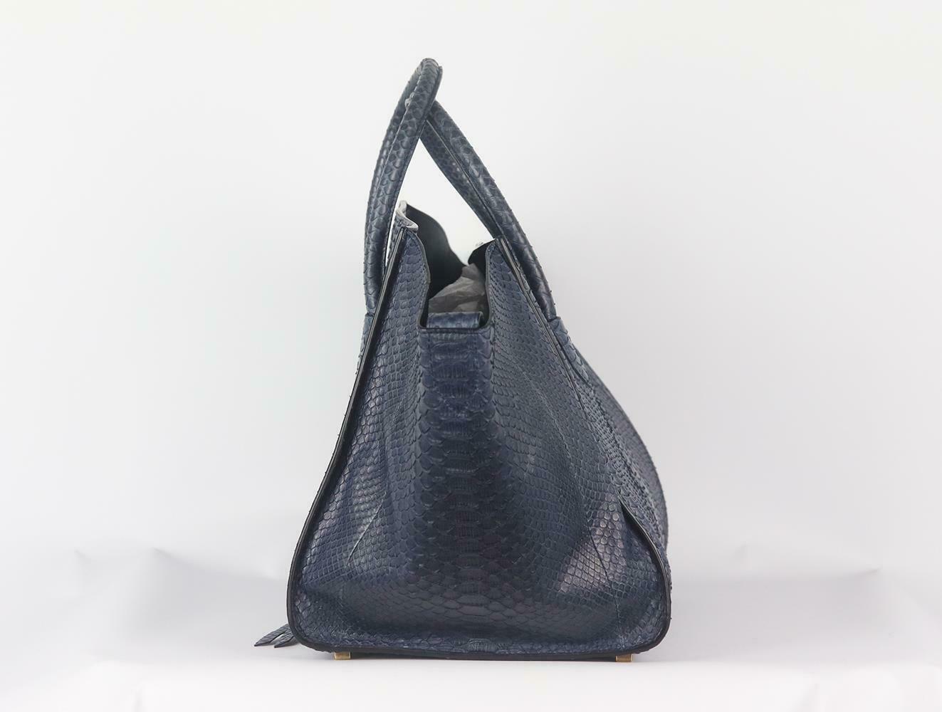 Black Celine Medium Python Phantom Luggage Tote Bag