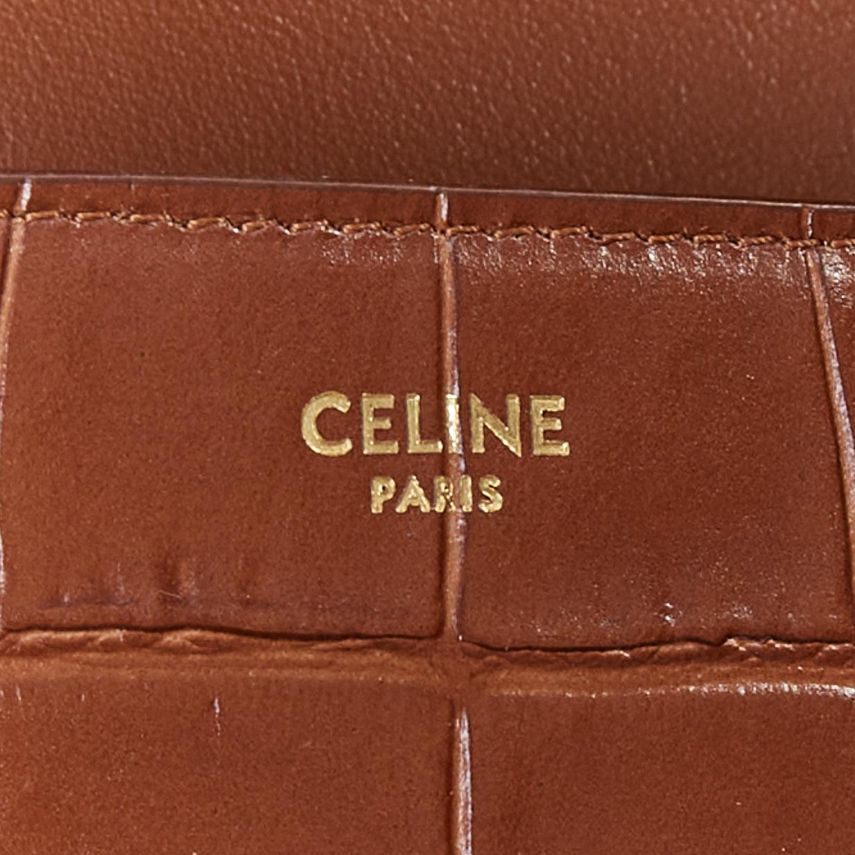 CELINE Medium Tassel braun geprägtes Rindsleder mit Fransen Crossbody Tasche im Angebot 5