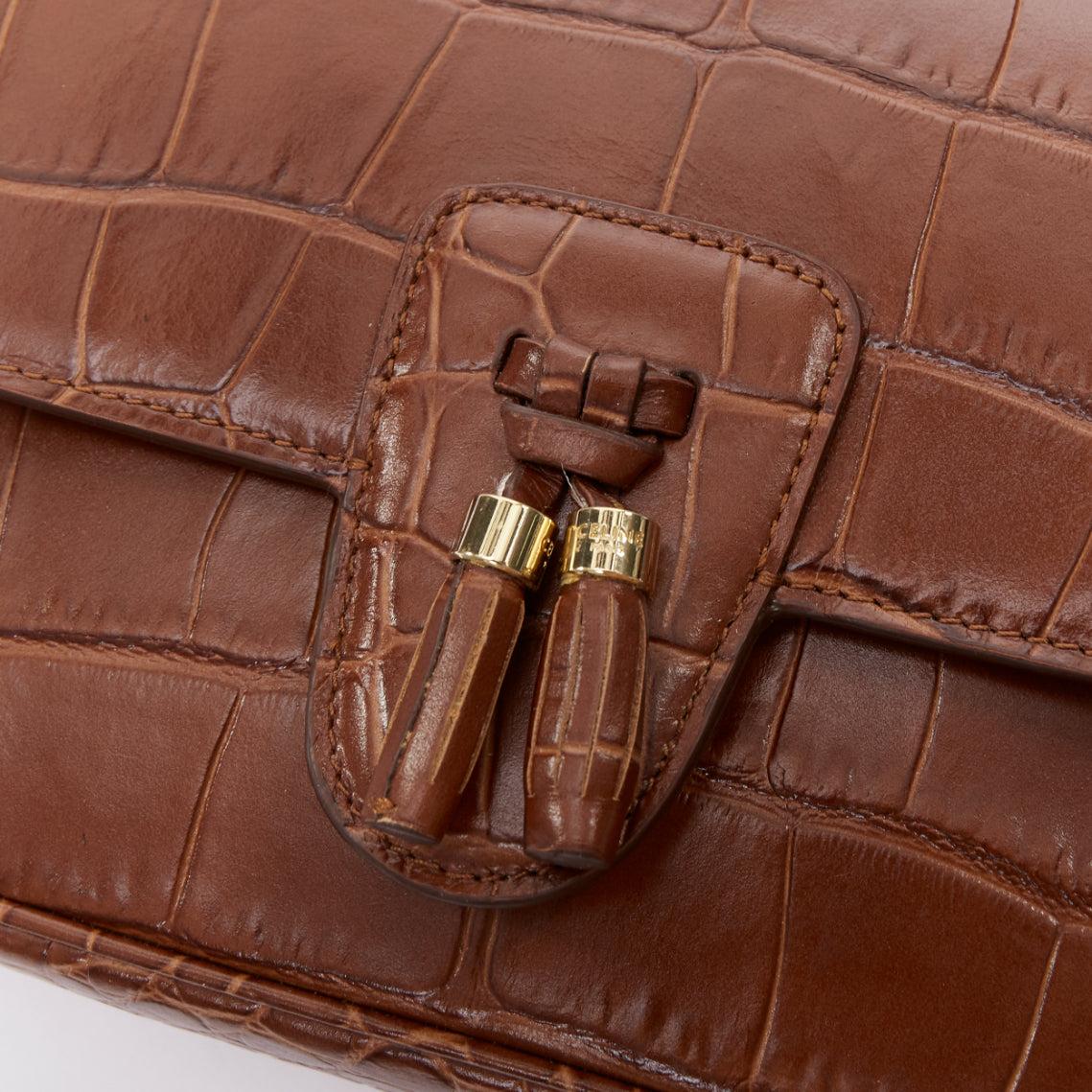 CELINE Medium Tassel braun geprägtes Rindsleder mit Fransen Crossbody Tasche im Angebot 2