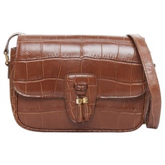 Celine Medium Tassel Sac à bandoulière à franges en cuir de vachette gaufré marron