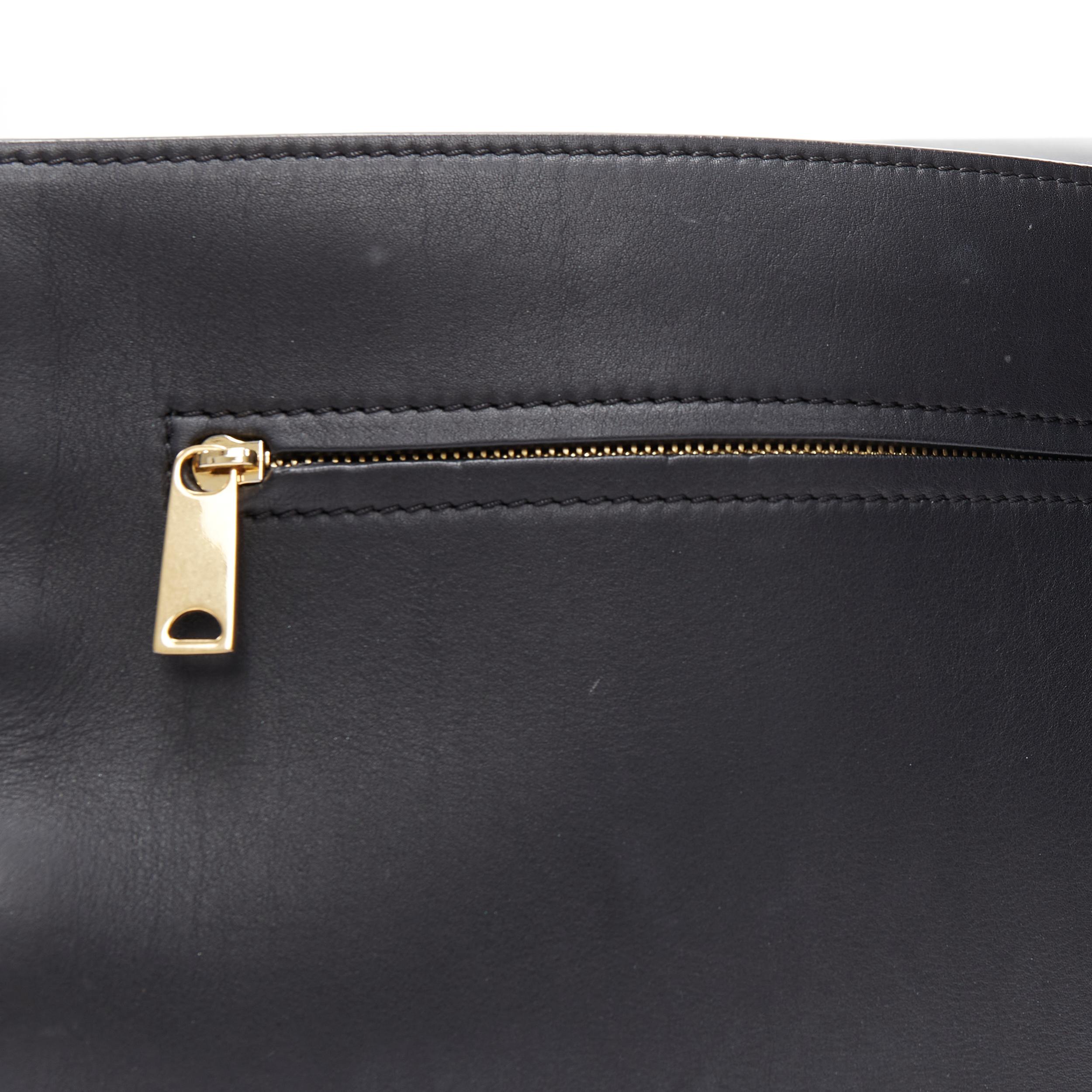 CELINE Medium Trapeze black embossed suede gold buckle crossbody satchel bag 4