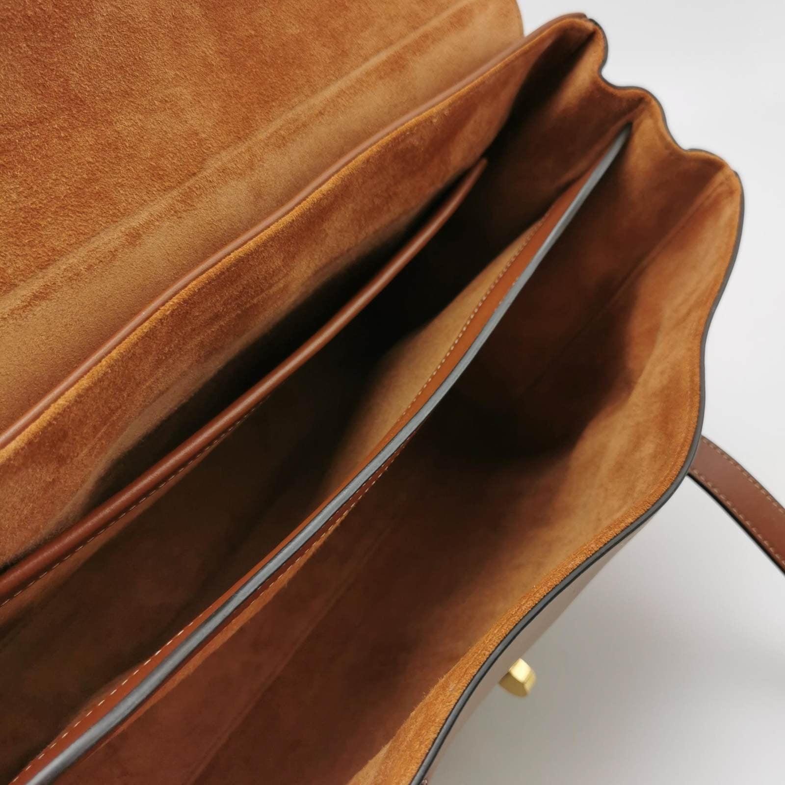 Celine Medoim Soft 16 Bag Caramel Natural Tan Smooth Calfskin Leather In Excellent Condition In AUBERVILLIERS, FR
