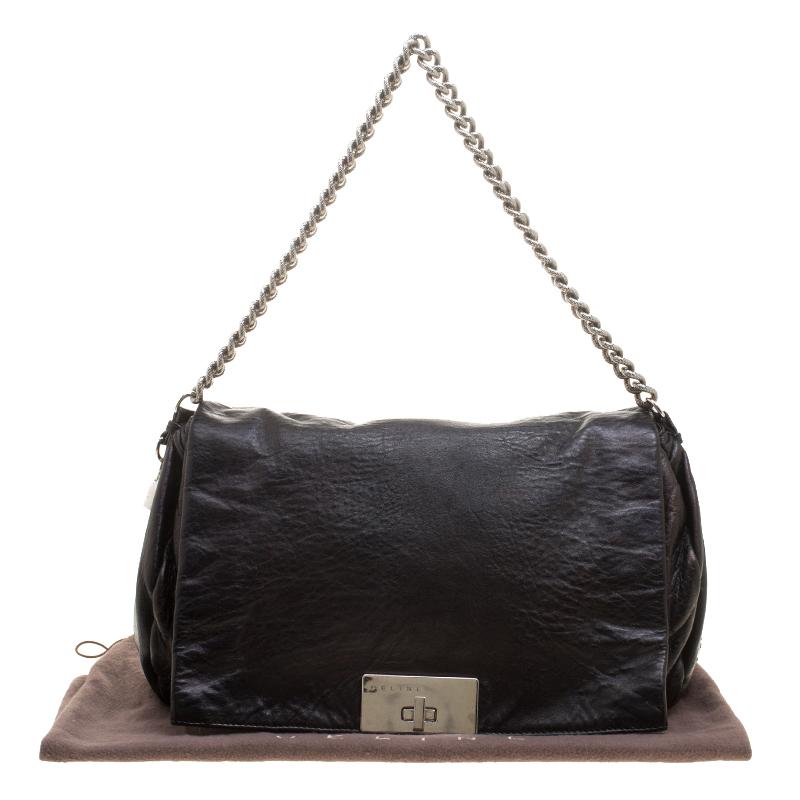 Celine Metallic Black Leather Shoulder Bag 7