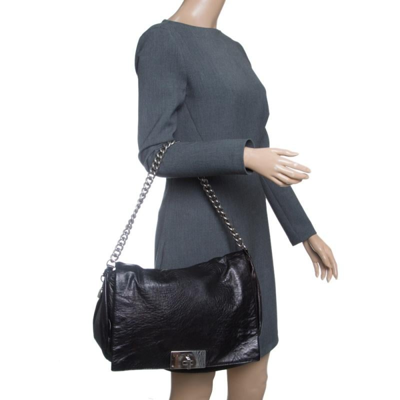 Celine Metallic Black Leather Shoulder Bag In Good Condition In Dubai, Al Qouz 2