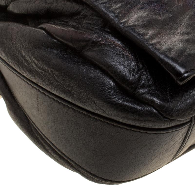 Celine Metallic Black Leather Shoulder Bag 5