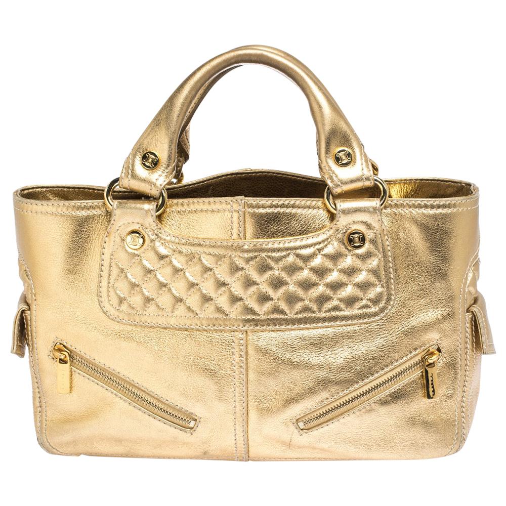 Celine Metallic Gold Leather Boogie Tote