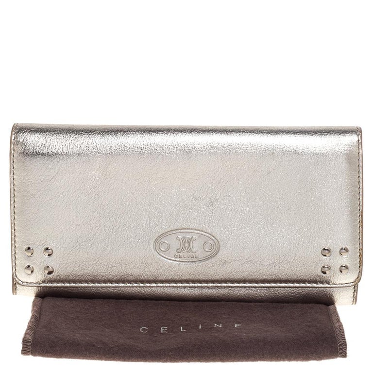 Celine Metallic Gold Leather Flap Continental Wallet For Sale at 1stDibs
