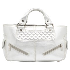 Celine Metallic Silver Leather Boogie Tote