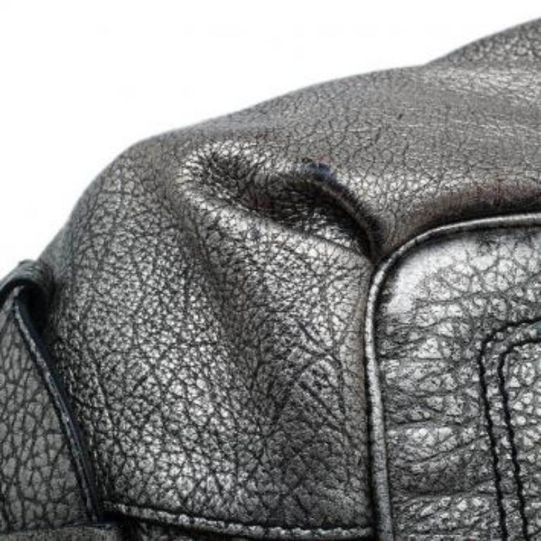 Celine Metallic Silver Leather Large Bittersweet Hobo 6