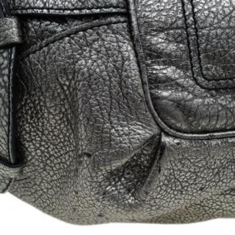 Celine Metallic Silver Leather Large Bittersweet Hobo 7