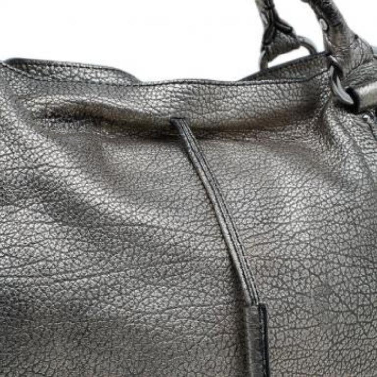 Women's Celine Metallic Silver Leather Large Bittersweet Hobo