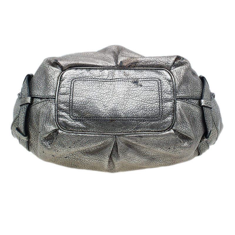 Celine Metallic Silver Leather Large Bittersweet Hobo 1