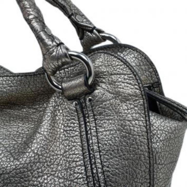 Celine Metallic Silver Leather Large Bittersweet Hobo 2