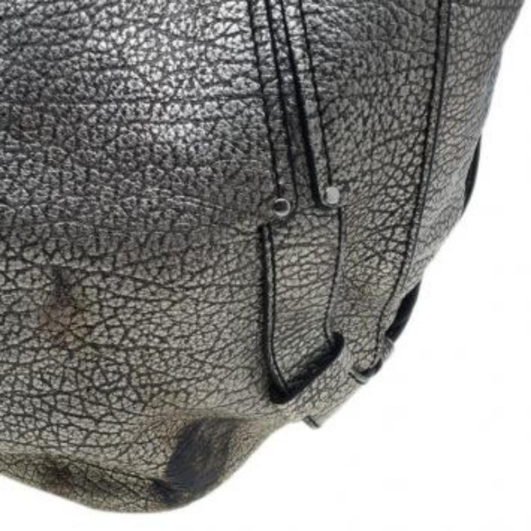 Celine Metallic Silver Leather Large Bittersweet Hobo 3