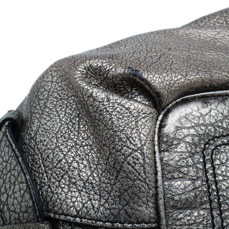 Celine Metallic Silver Leather Large Bittersweet Hobo 5