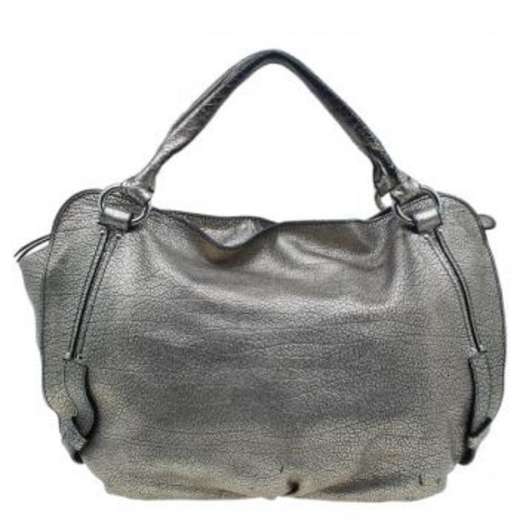 Celine Metallic Silver Leather Large Bittersweet Hobo 5