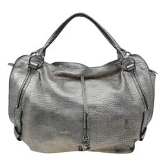 Celine Metallic Silver Leather Large Bittersweet Hobo