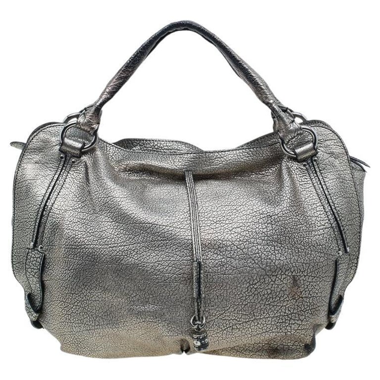 Celine Metallic Silver Leather Large Bittersweet Hobo For Sale at 1stDibs