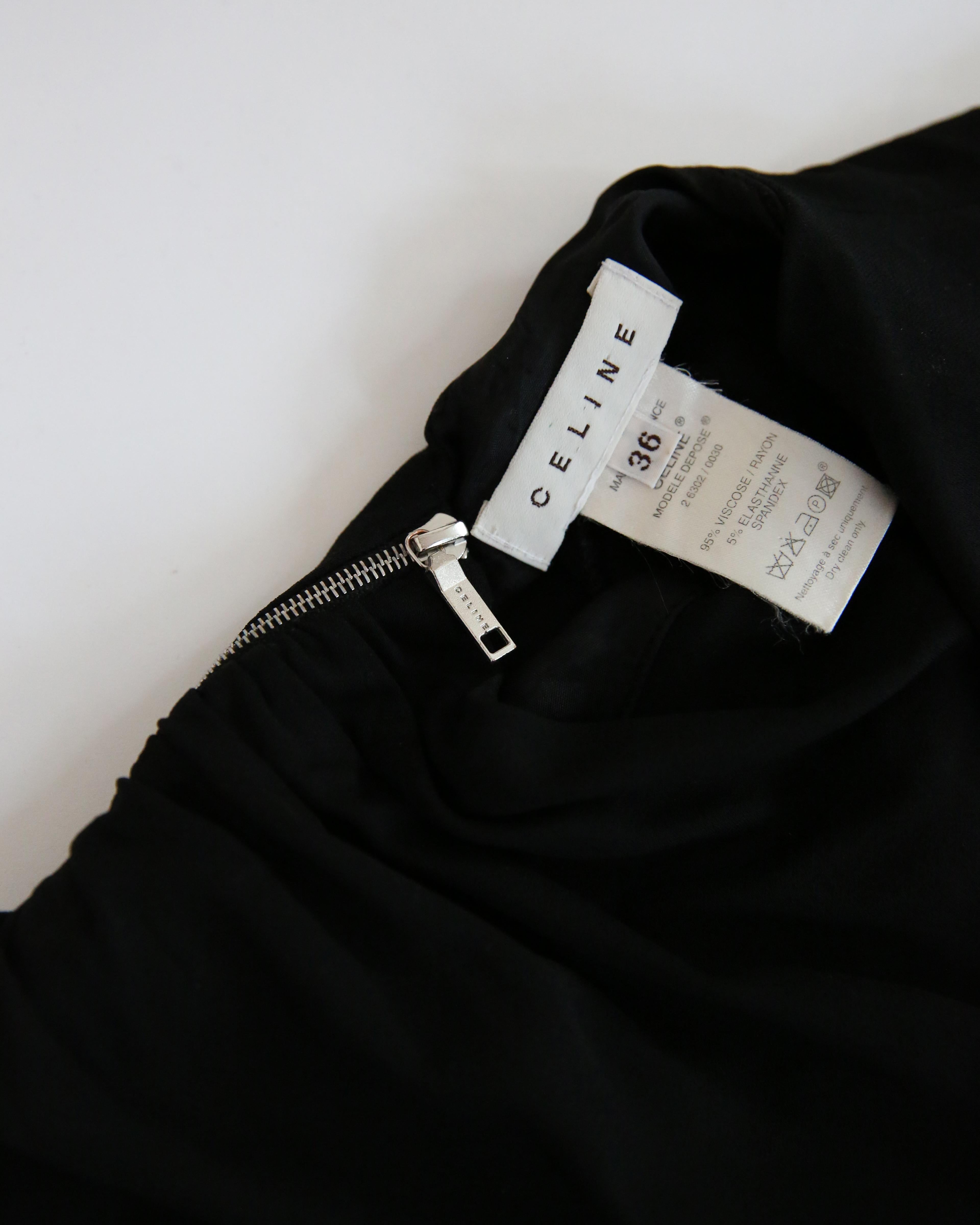 Celine Michael Kors black silver zip up mock neck sleeveless tank mini dress 36 6