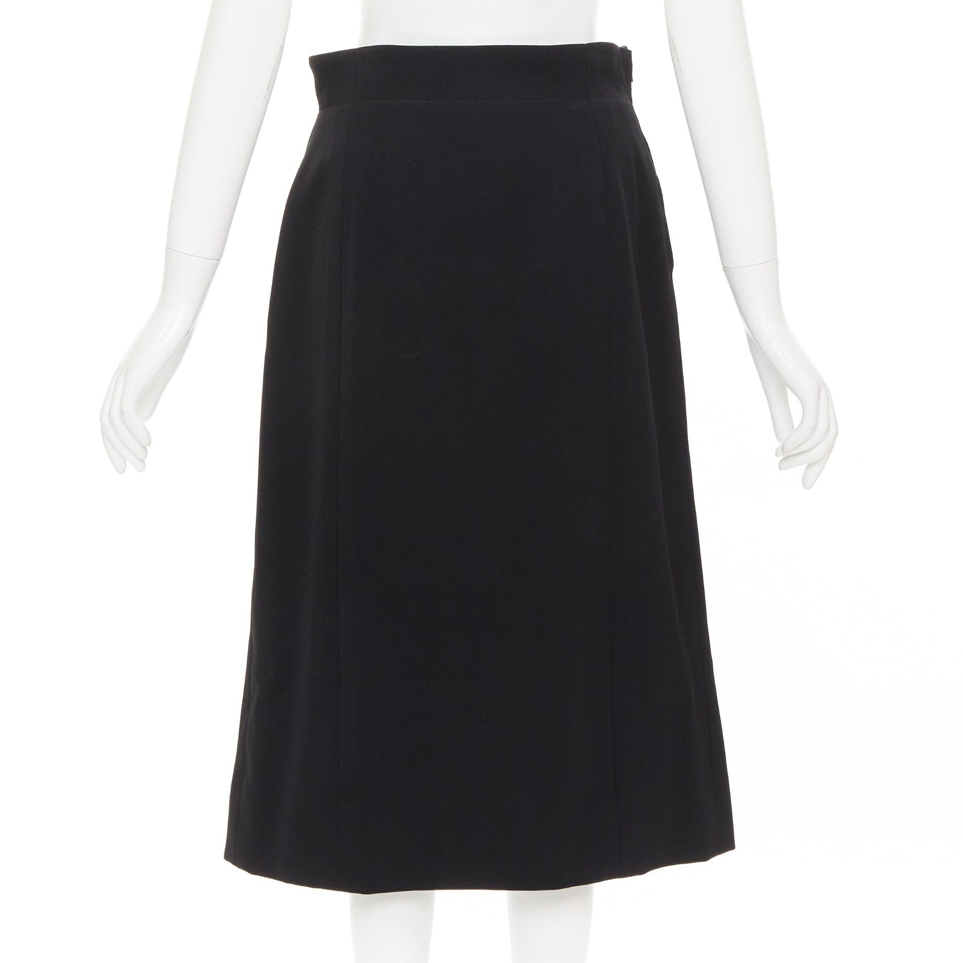 Women's CELINE Michael Kors Vintage 100% wool gold horsebit buckle pleated skirt FR42 XL For Sale